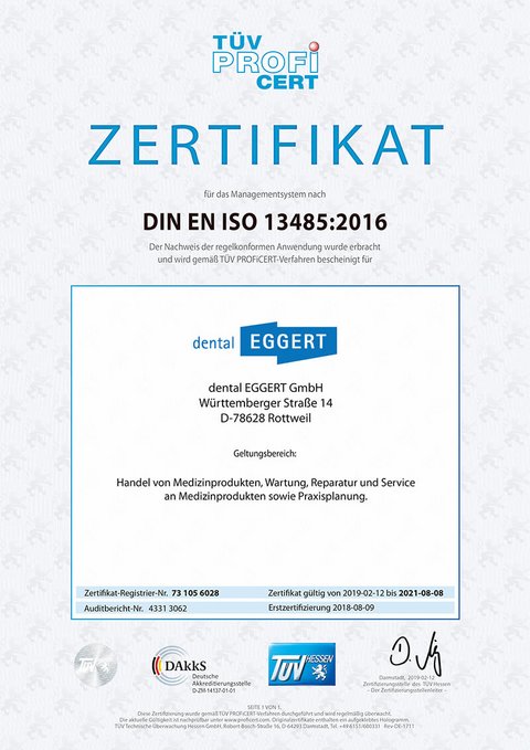 Zertifizierung DIN EN ISO 13485:2016